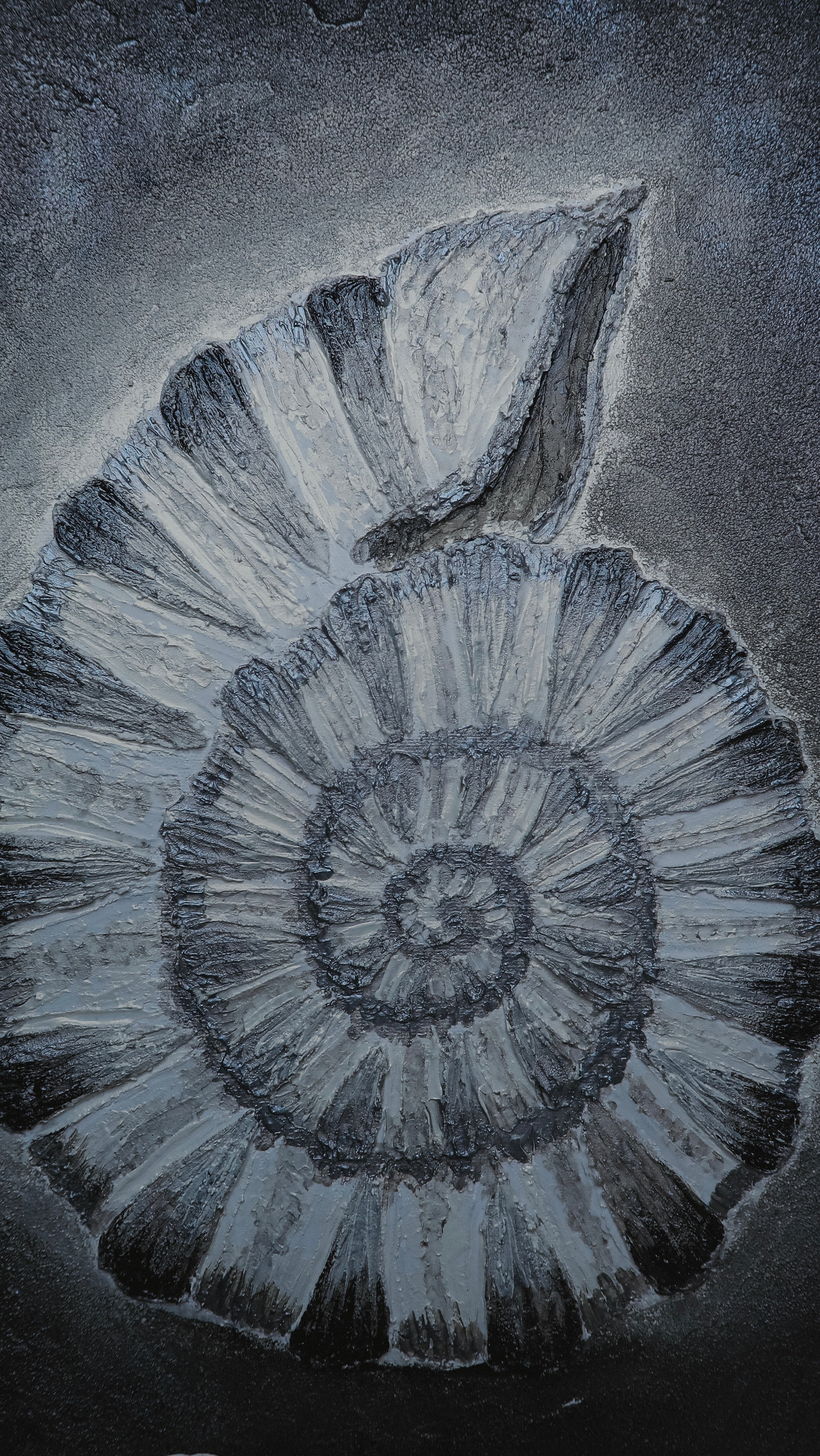 “SILVER AMMONITE” ORIGINAL TEXTURED ART ON CANVAS