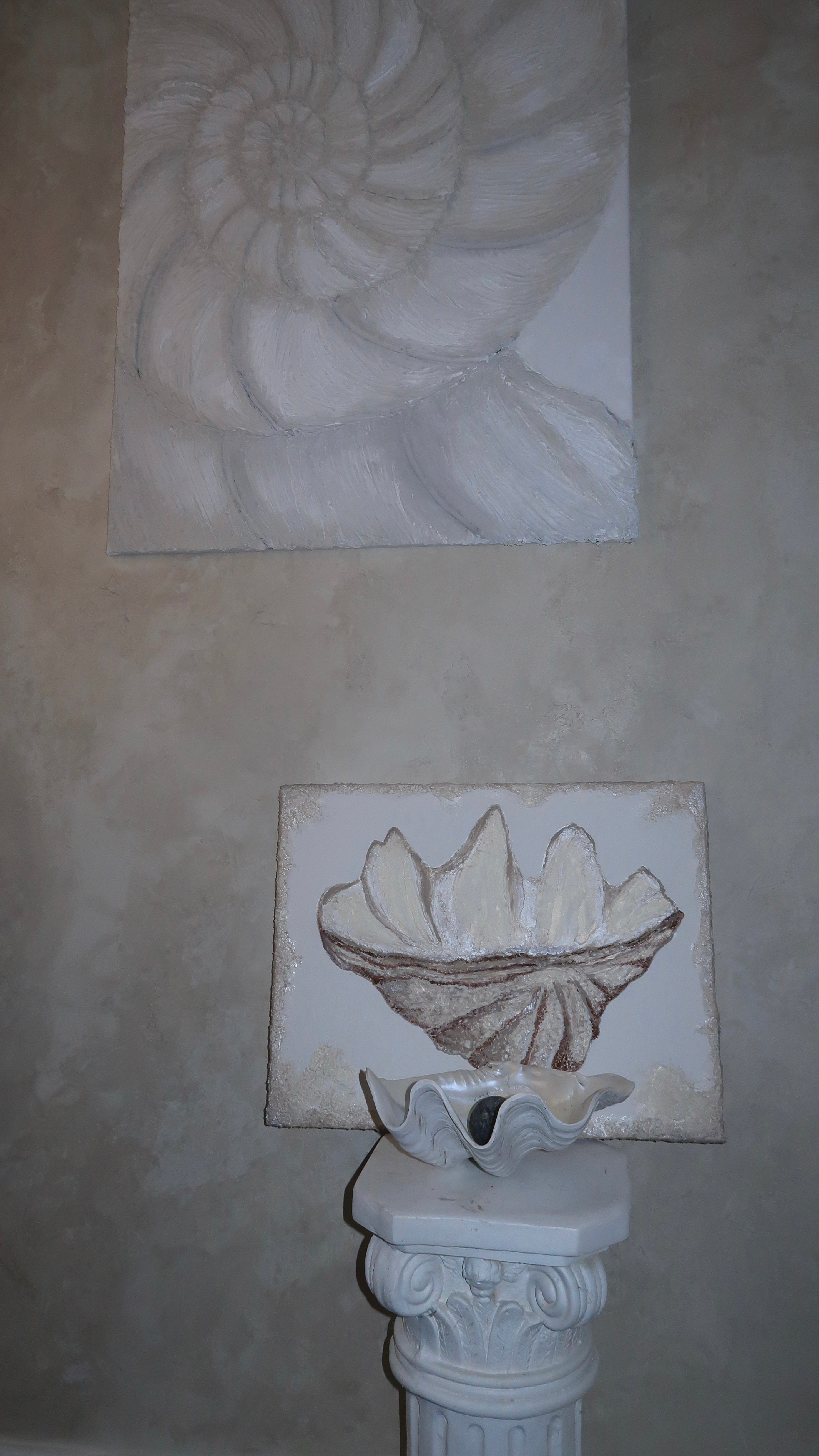 “LE PEARL CLAM” ORIGINAL TEXTURED ART ON CANVAS 14”x18”